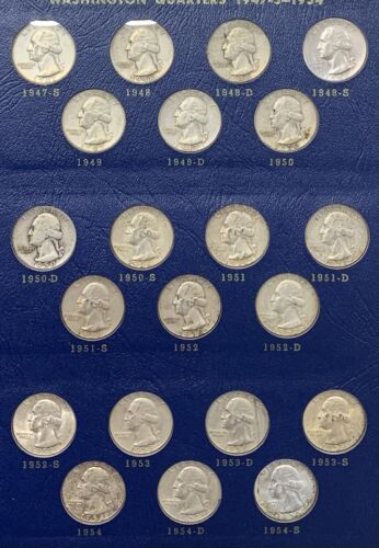 1932-1964 Washington Silver Quarter Collection Lot of 81 Coins-In Whitman Album