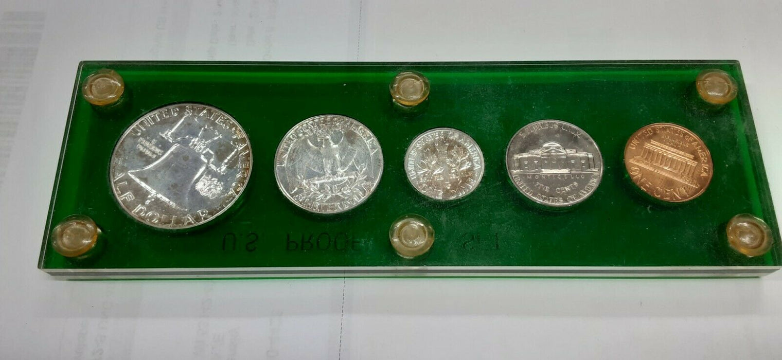 1961 US Mint Silver Proof Set 5 Gem Coins in Acrylic Holder