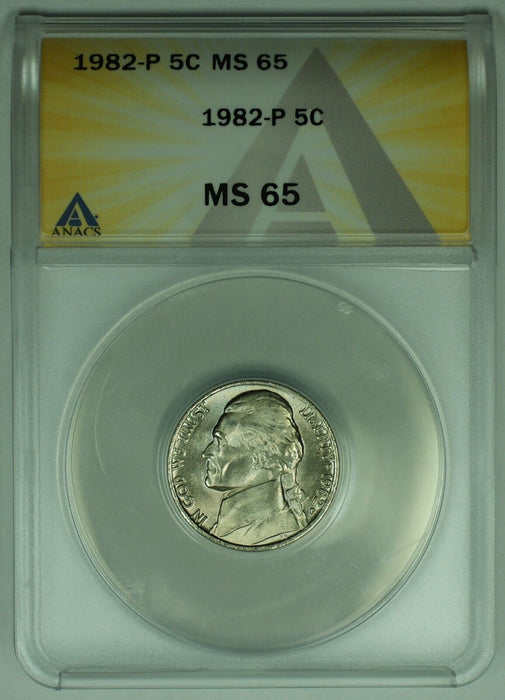 1982 Jefferson Nickel 5C ANACS MS 65 (18)