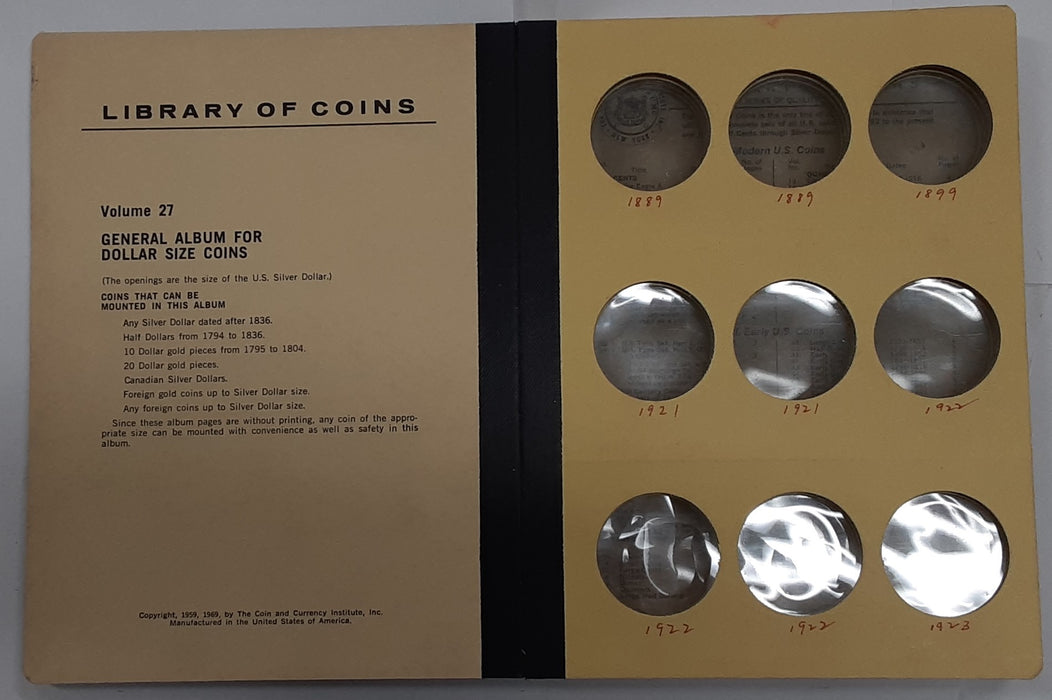 Empty Library Of Coins Album For Dollar Size Coins Vol. 27 - Used/See Photos