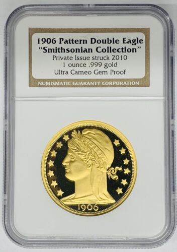 2010 Smithsonian Collection, 1906 Pattern Double Eagle PR Gold Coin, Box & COA