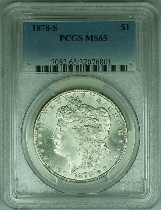 1878-S Morgan Silver $1 Dollar Coin Blast White PCGS MS 65 (JG)