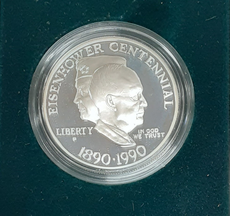 1990-P Eisenhower Centennial Commemorative Proof Dollar with Box & COA