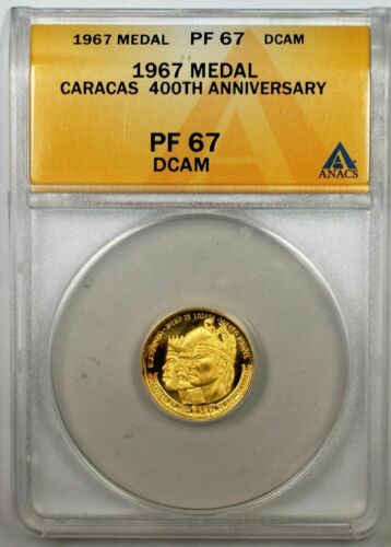 1967 Caracas 400th Anniversary Gold Proof Medal ANACS PF-67 Deep Cameo