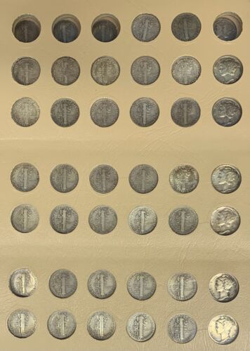 1916-1945 Mercury Dime 10c Coin Complete Set-In Dansco Album (1942/1 Included)