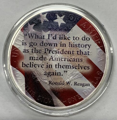 2004 American Silver $1 Eagle Colorized Ronald Reagan W/Box