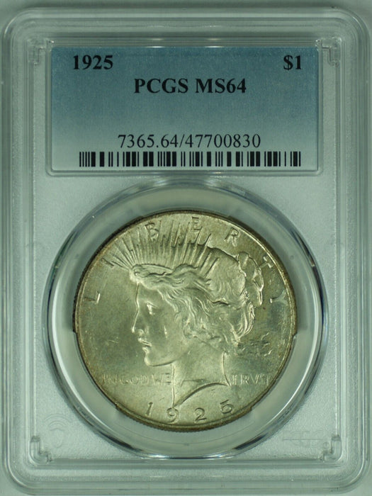 1925 Peace Silver $1 Dollar Toned Coin PCGS MS 64 (17) D