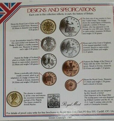 1983 United Kingdom Mint Set Brilliant Uncirculated UK Coins 8 Coins Total