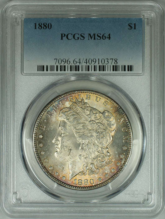 1880 Morgan Silver Dollar S$1 PCGS MS-64 Great Toning Toned (33A)