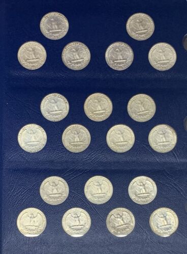 1932-1964 Washington Silver Quarter Collection Lot of 81 Coins-In Whitman Album