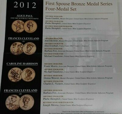 2012 First Spouse US Mint Bronze Medals 4 Piece Set in OGP W/COA