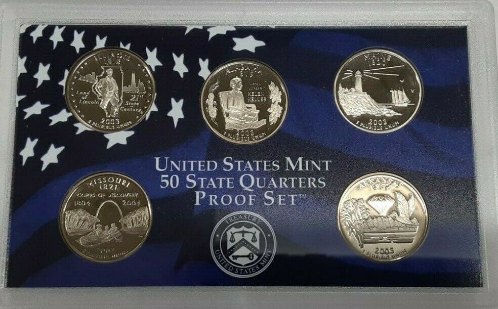 2003-S US Mint Clad Proof Set 10 Gem Coins In OGP w/Box & COA