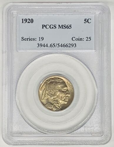 1920 Buffalo Nickel 5c Coin PCGS MS 65 (3)