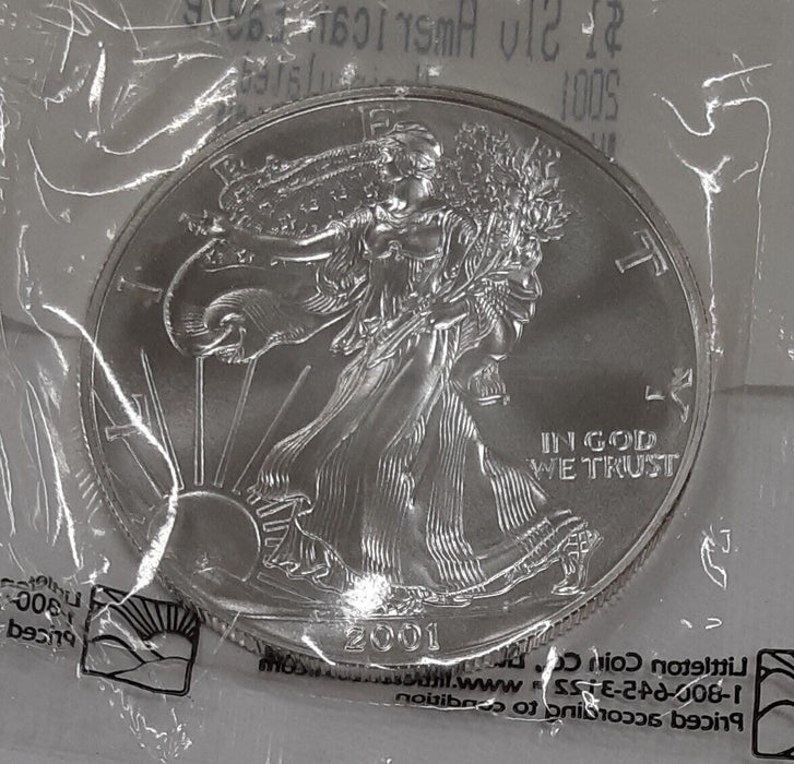 2000 American Silver Eagle $1 .999 Fine Coin Uncirculated in Littleton Plastic