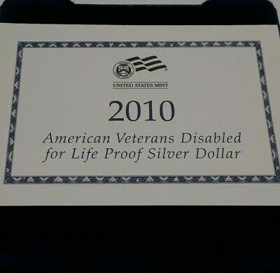 2010-W US Mint Disabled Veterans Commemorative Proof Silver Dollar Coin in OGP