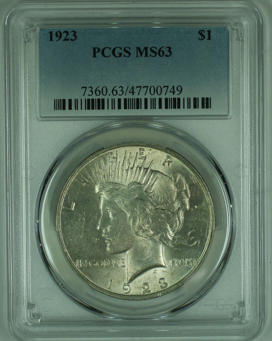 1923 Peace Silver $1 Dollar Coin PCGS MS 63 (4) D