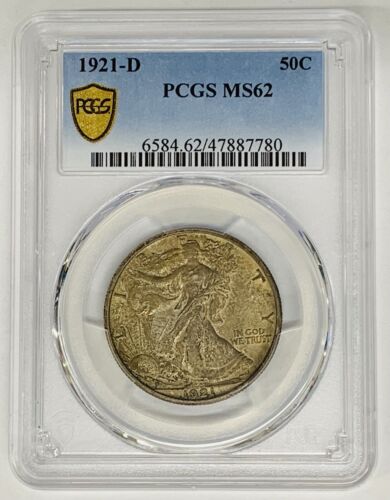1921-D Walking Liberty Half Dollar .50 Toned PCGS MS 62