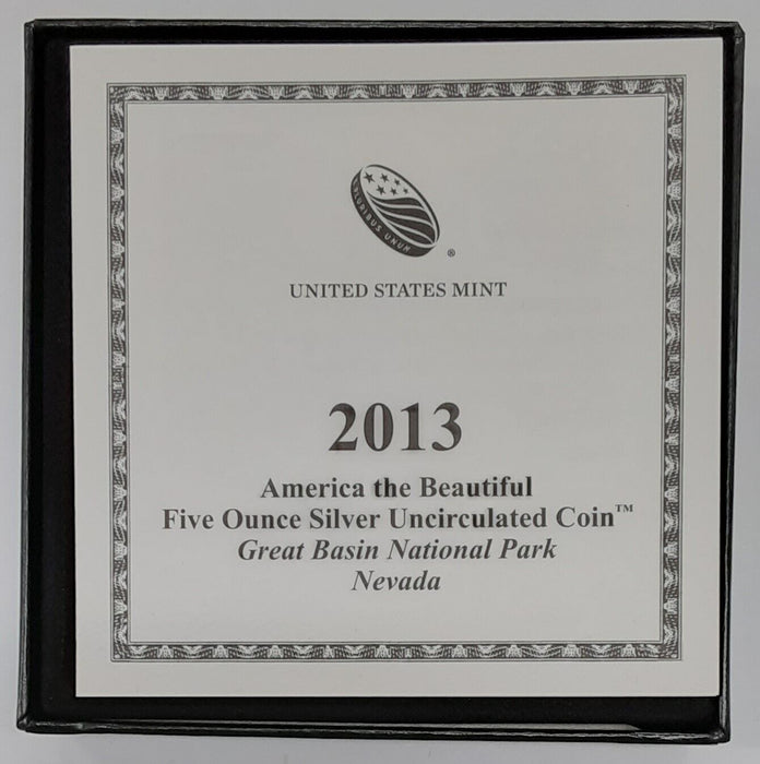 2013-P Great Basin Nat'l Park Nevada ATB 5 Ounce Silver BU in OGP w/COA