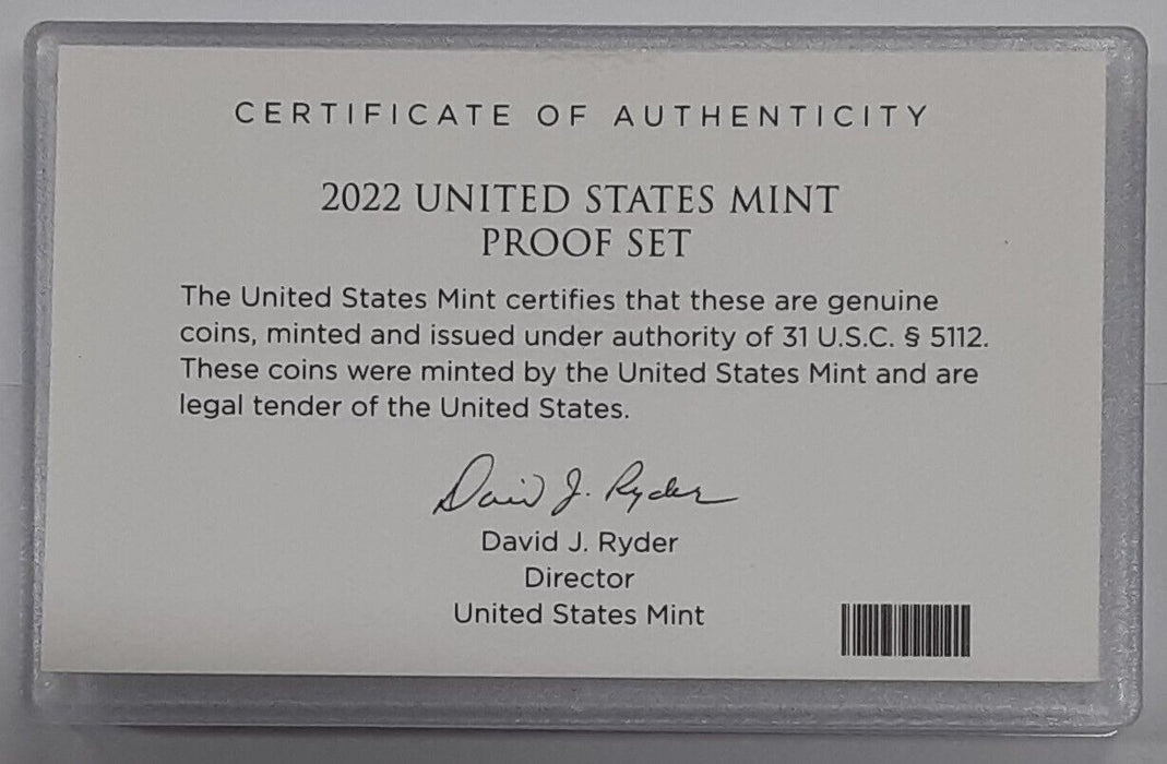 2022-S U.S. Mint 10 Coin Proof Set as Issued in Original Mint Packaging