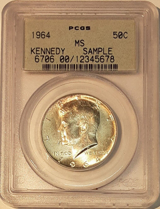 1964 Kennedy Half Dollar in PCGS MS Sample Holder - See Photos
