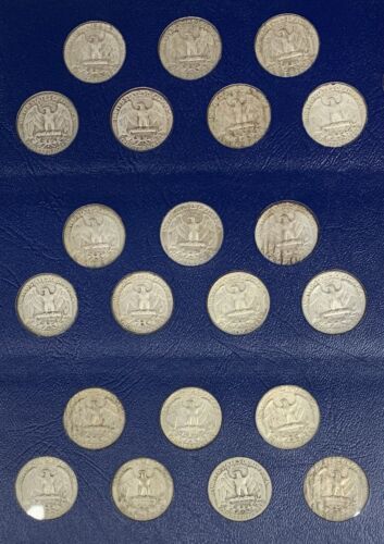 1932-1964 Washington Silver Quarter Collection Lot of 81 Coins-In Whitman Album