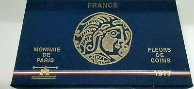 1977 France 9 Coin BU Mint Set w/Silver 50 Francs Coin in Original Box & COA