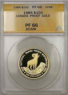 1985 Proof Canada National Parks 1/2 oz Gold Coin $100 ANACS PF-66 DCAM (AMT)