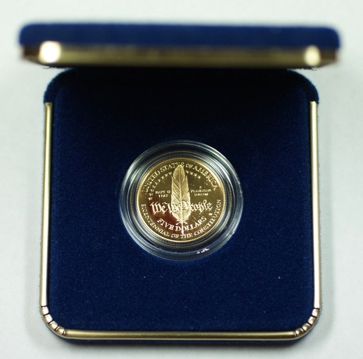 1987 Constitution Commemorative $5 Proof Coin in capsule and case, no COA