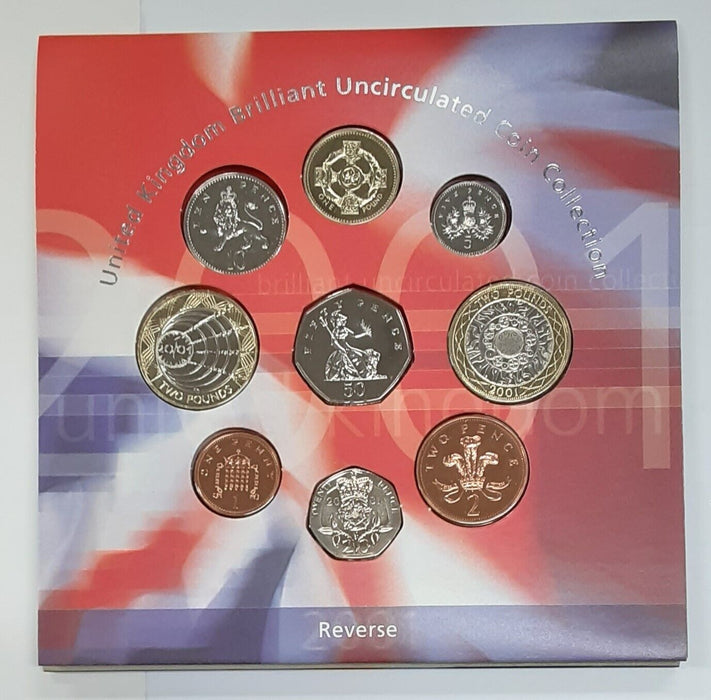 2001 United Kingdom Mint Set Brilliant Uncirculated UK Coins 9 Coins Total
