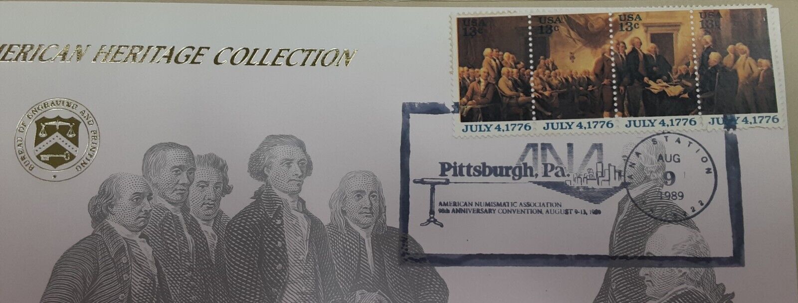 BEP Souvenir Card American Heritage - D of I Show Cancelled 1989 ANA (B 130)