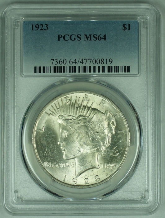 1923 Peace Silver $1 Dollar Coin PCGS MS 64 (17) J
