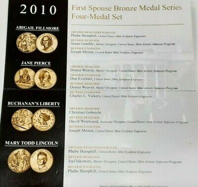 2010 First Spouse US Mint Bronze Medals 4 Piece Set in OGP W/COA