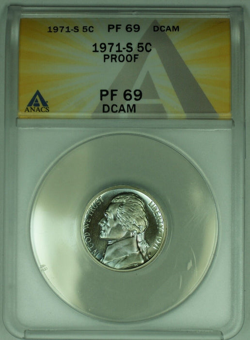 1971-S Jefferson Nickel Toned Proof 5C ANACS PR 69 DCAM (52) B