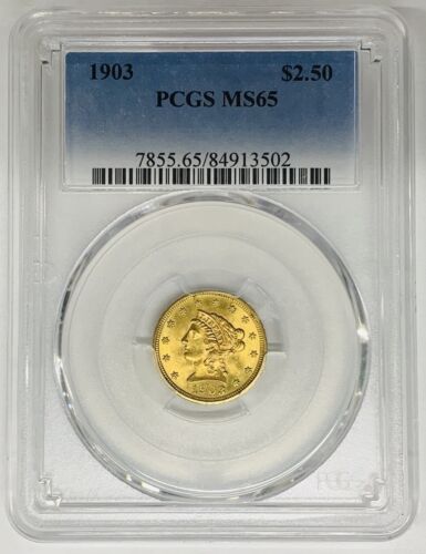 1903 $2.50 Liberty Head Quarter Eagle Gold Coin PCGS MS 65 (B)