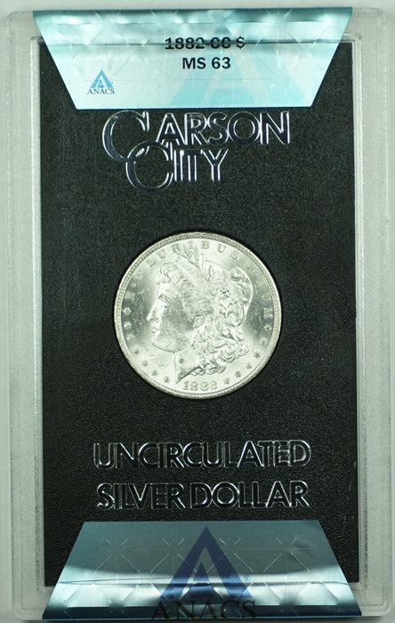 1882-CC GSA Morgan Silver $1 Dollar Coin ANACS MS 63 (14) A