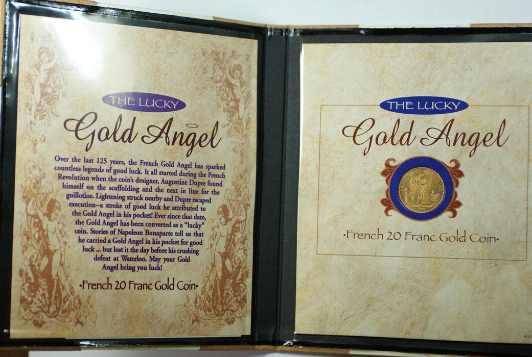 1871-1898 France 20 Franc Gold Coin "Gold Angel" UNC in Folder