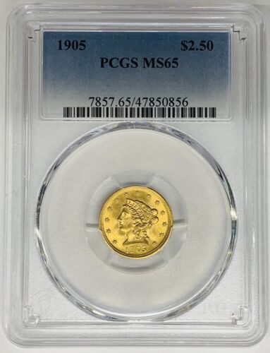 1905 $2.50 Liberty Head Quarter Eagle Gold Coin PCGS MS 65 (A)