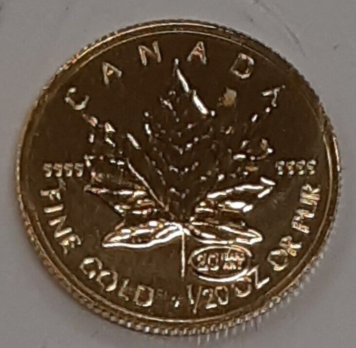 1999 Canada $1 1/20 Troy Ounce .9999 Fine Gold Coin UNC Sealed In Plastic