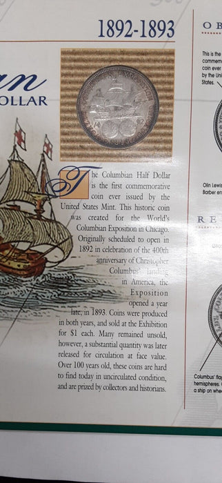 1893 Columbian Half Dollar in Info Card - See Photos