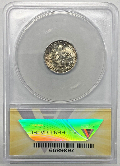 1951 Roosevelt Dime 10c Coin Toned ANACS MS 65