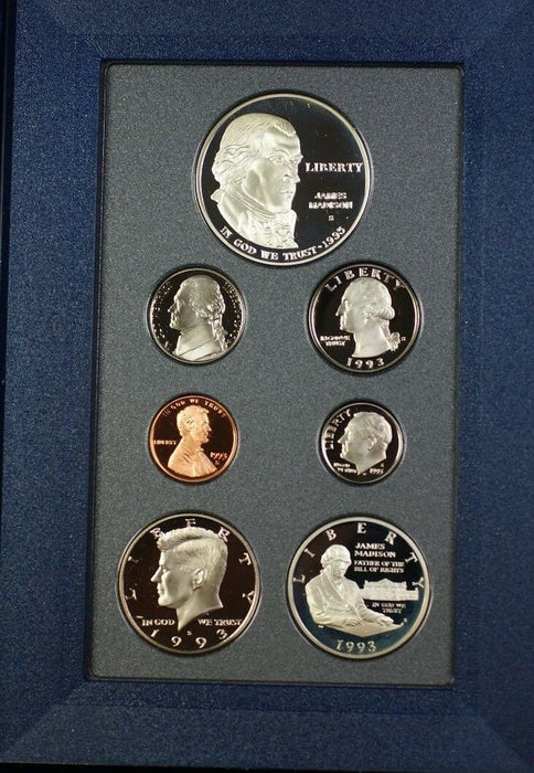 1993-S U.S. Mint Bill of Rights Prestige Set Gem Proof Coins Silver $1 as Issued