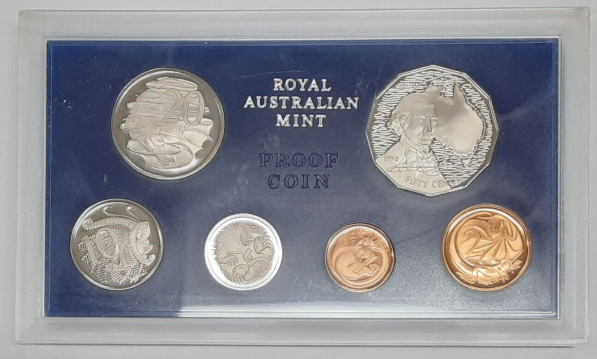 1970 Australian Proof Set 6 Gem Coins w/Sterling Silver 50 Cent Coin in Case