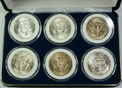 1964-1969 Kennedy 90% & 40% Silver Half Dollar 6 Coin Set Collector Mint w/Case