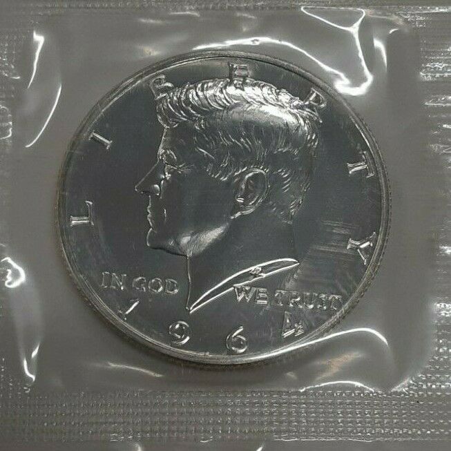 1964 US Mint Silver Proof Set Gem Coins w/Accented Hair Half Dollar in OGP