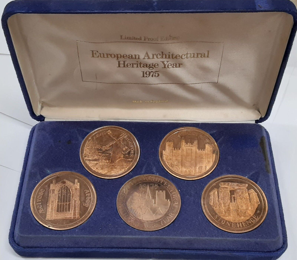 European Architectural Heritage Yr-1975 Set Of 5 Bronze Medals Made In ...