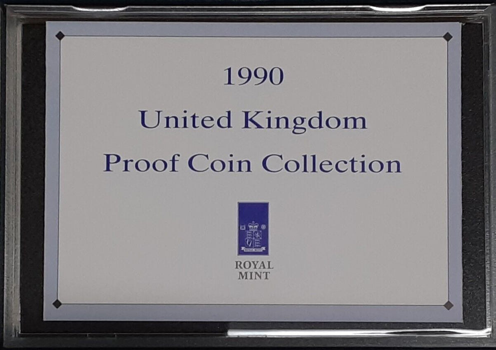 1990 United Kingdom Proof Set, GEM UK Coins, 8 Coins Total, With Box and COA