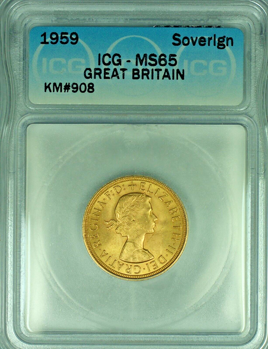 1959 Great Britain Sovereign Gold Coin ICG MS 65