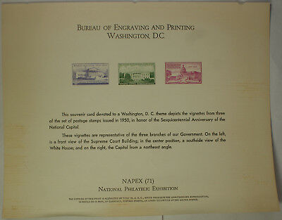 BEP souvenir card B 11 Napex 1971 three Washington DC stamps Damaged