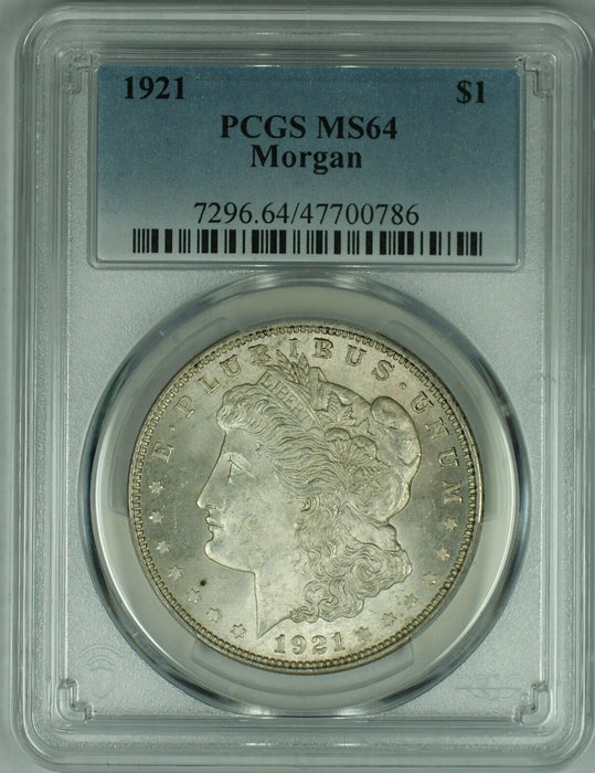 1921 Morgan Silver $1 Dollar Coin PCGS MS 64 (8) N