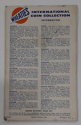 Lot of 15 Different World Coins In Vintage Wheaties Folder - UNC W/Spots